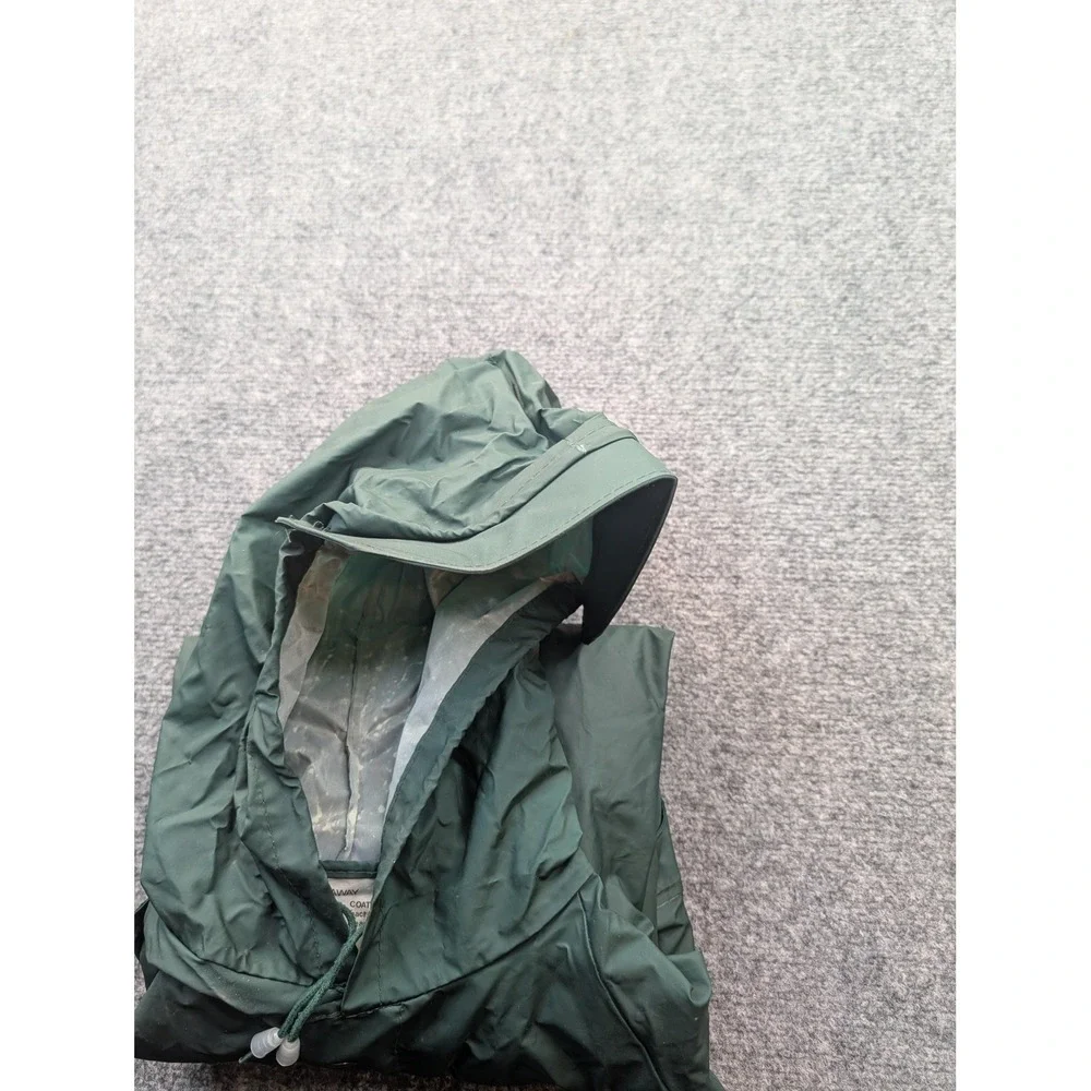 Seaway‎ Rain Coat Mens XL Green PVC Coated Nylon Hooded Long Rain Parka
